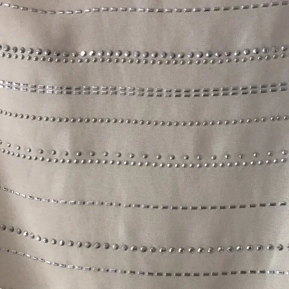 DKNY JEANS beaded/studs front white/cream blouse, size S. - Picture 2 of 4